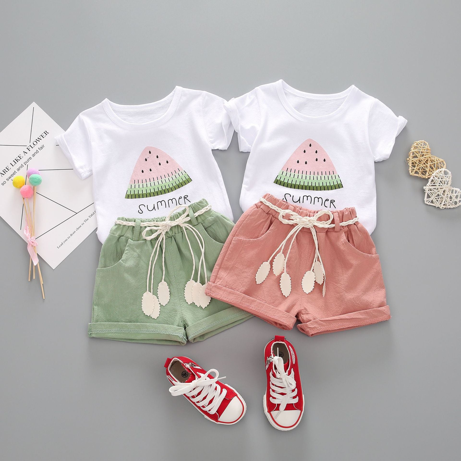 New Summer Baby Clothes Set Children Girls Cute T-Shirt Shorts 2Pcs/Sets Infant Casual Outfits Toddler Clothing Kids Tracksuits
