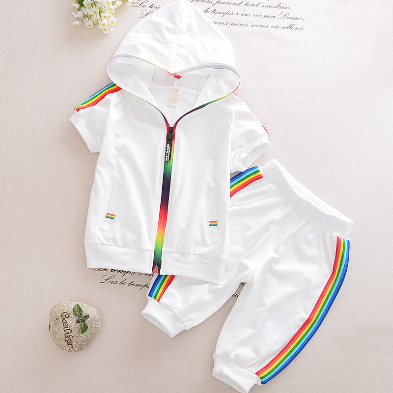 New Summer Baby Clothes Boys Clothing Children Girls Sports Hooded Shirt Shorts 2Pcs/Sets Toddler Casual Costume Kids Tracksuits
