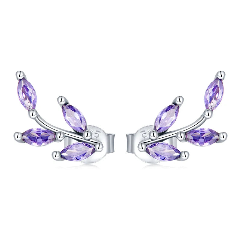 Bamoer 925 Sterling Silver Luxury Girl Earrings Rainbow Butterfy Cute Fancy Funny Ear Stud Original for Women Party Fine Jewelry