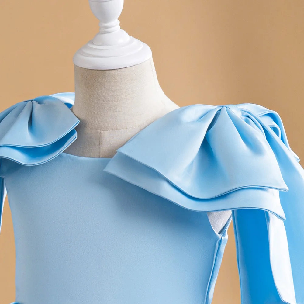 Elegant Pink Bow Girls Party Princess Dress Formal Wedding Bridesmaid Birthday Prom Dresess for Girl Gala Christmas Kids Clothes