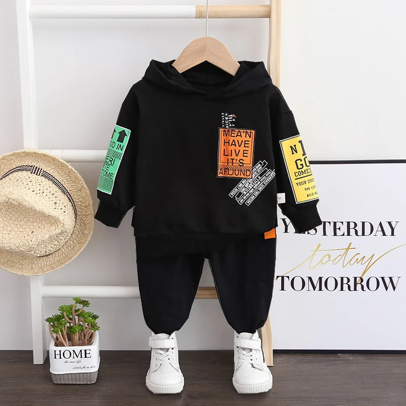 New Spring Autumn Baby Girl Clothes Children Boys Cotton Letter Hoodies Pants 2Piece Set Toddler Fashion Costume Kids Tracksuits