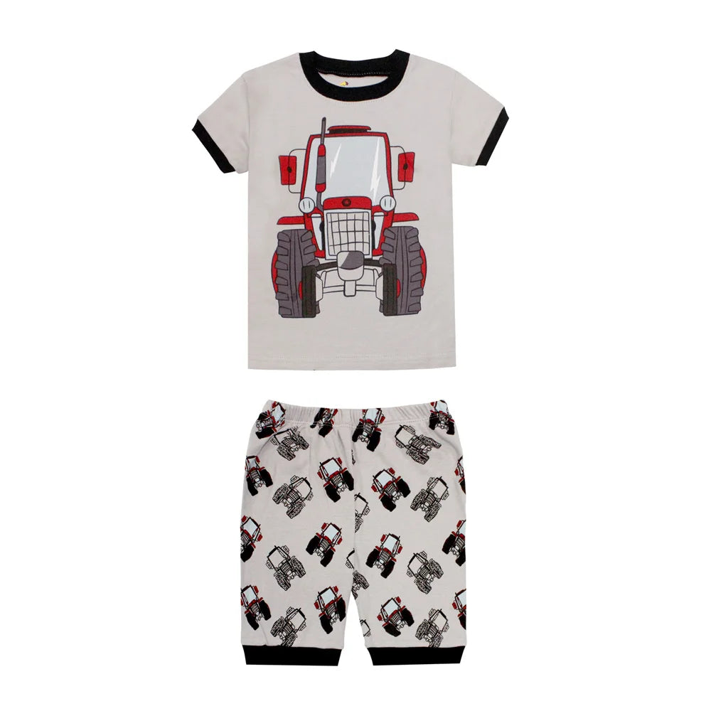2 3 4 5 6 7 8 Yrs Boys Pajamas for Kids Children Sleepwear Short Sleeve Sleep Clothes Tops Pajama Shorts Clothing Set Boy Pijama