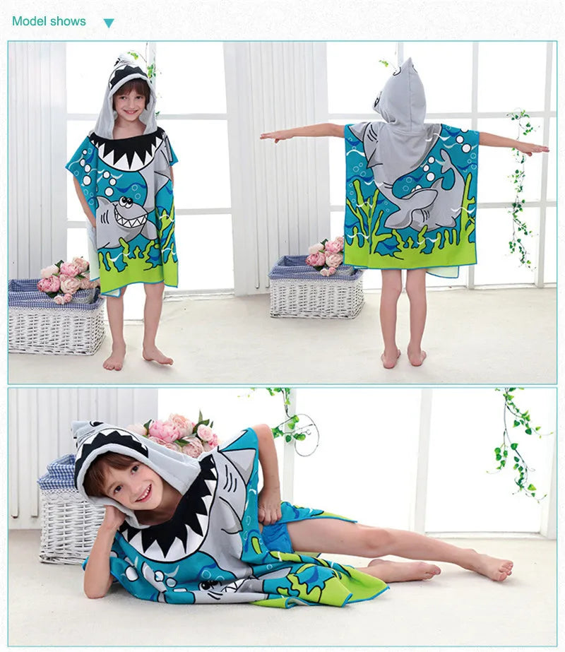 Newborn Baby Bath Towel Cute Cartoon Children Hooded Cloak Beach Towel Infant Wrap Blanket Animal Toddler Boy Girl Kid Swim Robe
