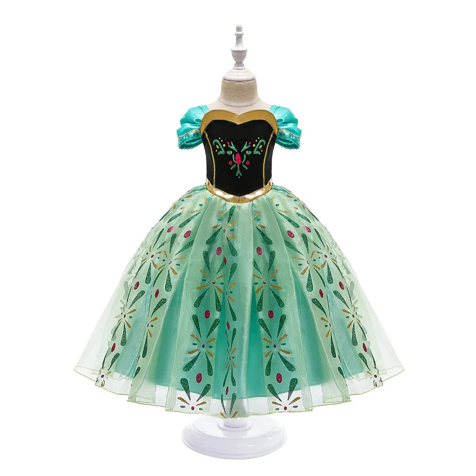 Anna Dresses Children Princess Dress Girl Cosplay Costume Kids Summer Clothes Halloween Birthday Carnival Robe Party Disguise