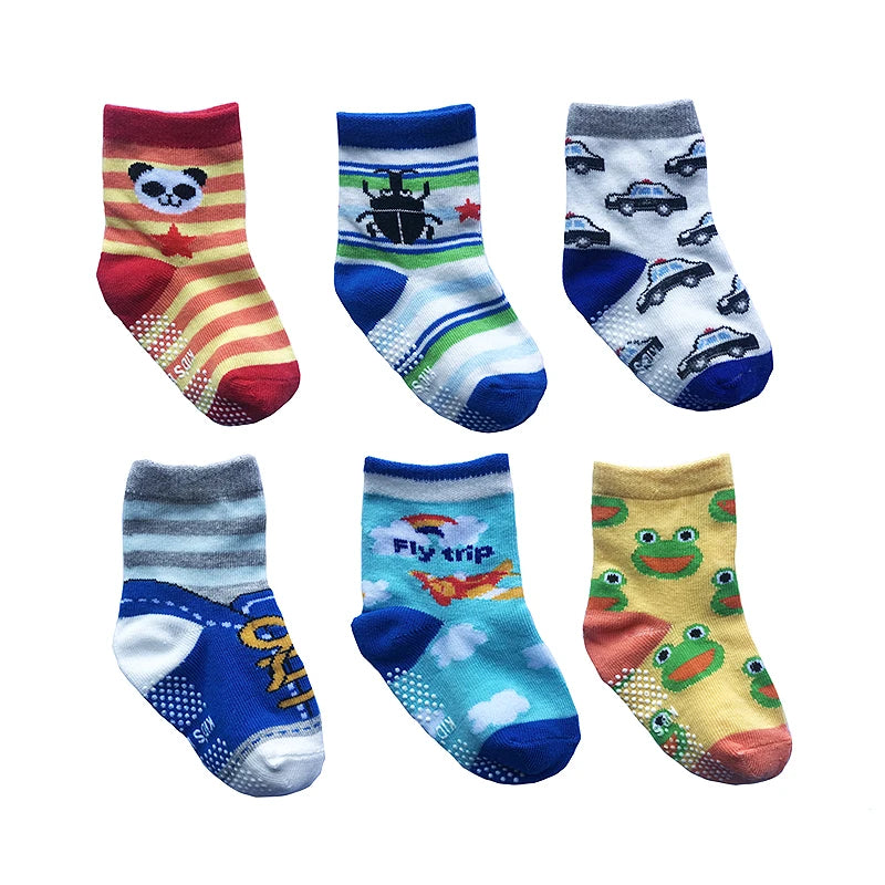 6 Pairs/lot 0 to 5 Yrs Four Seasons Sock For Boys Girl Toddlers Infants Non Skid Floor Socks Cotton Unisex Children's White Sock
