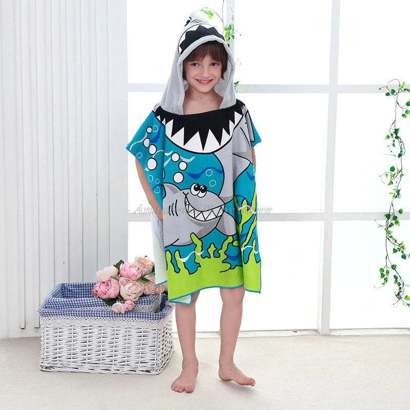 Newborn Baby Bath Towel Cute Cartoon Children Hooded Cloak Beach Towel Infant Wrap Blanket Animal Toddler Boy Girl Kid Swim Robe