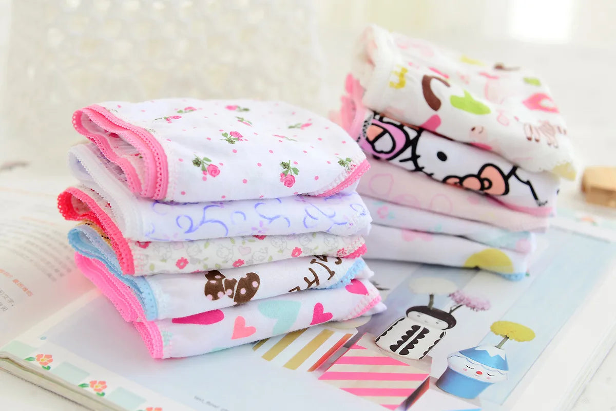 Wholesale(10pcs/lot) Cartoon Design Underwear For Children Kid, 100% Cotton Girls Shorts Underpants Knickers, 2 4 6 8 10 Years