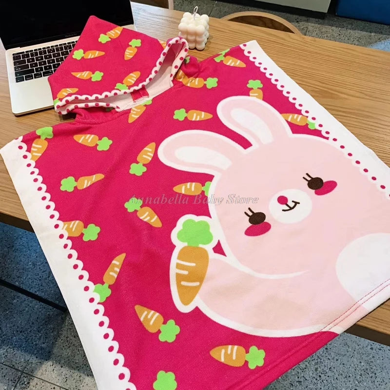 Newborn Baby Bath Towel Cute Cartoon Children Hooded Cloak Beach Towel Infant Wrap Blanket Animal Toddler Boy Girl Kid Swim Robe