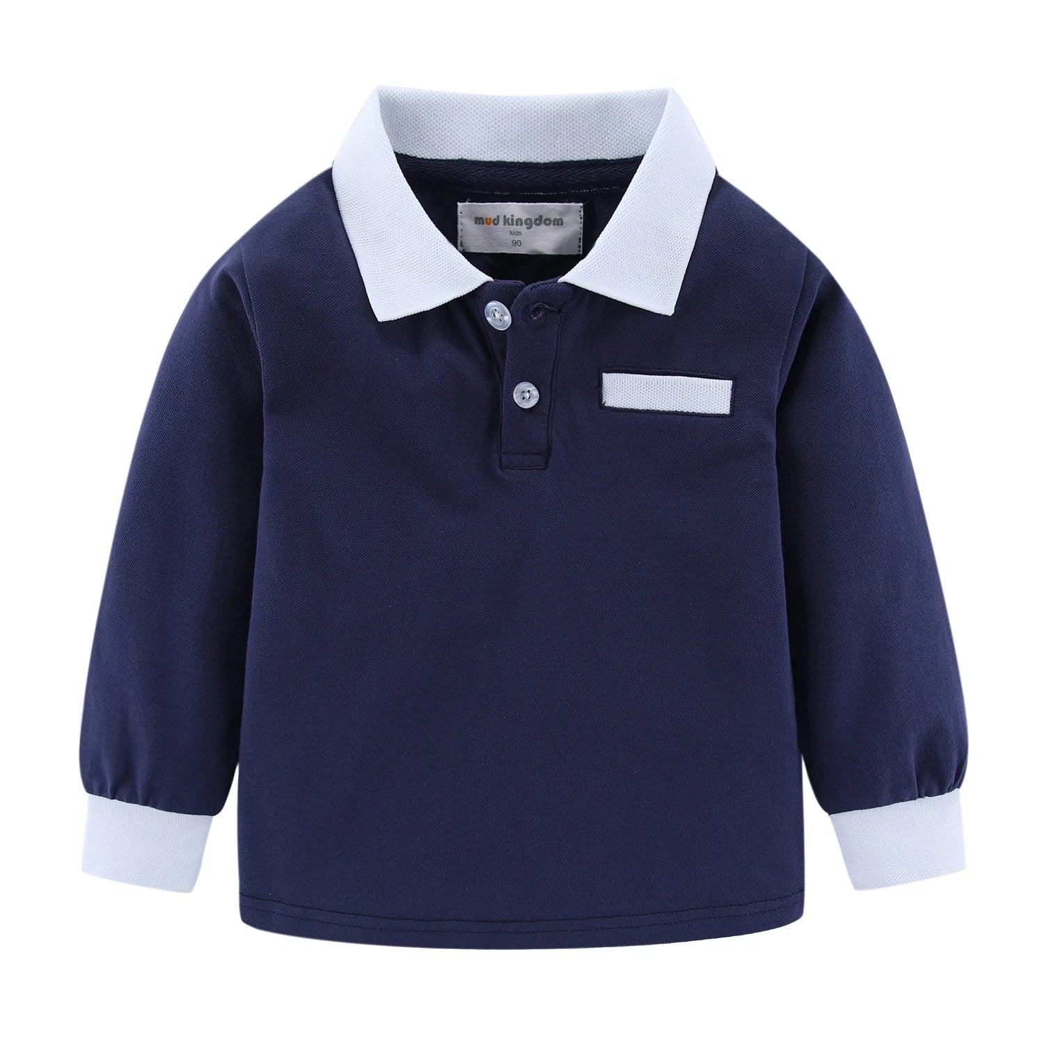 Mudkingdom Little Boys Long Sleeve Polo Shirts Solid Fashion Turn-down Collar Cotton Tops for Kids Clothing Spring Clothes