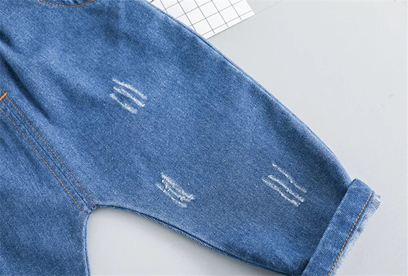 Infant Sports Jeans Spring Autumn Baby Clothes Fashion Children Cotton Pants One Piece Toddler Casual Costume Kids Sportswear