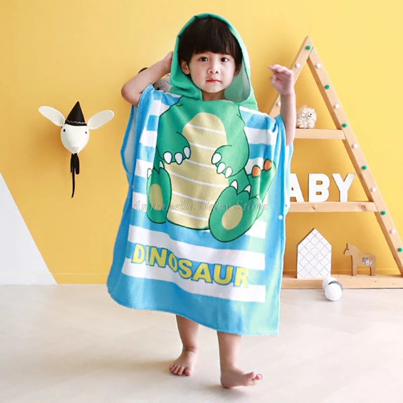 Newborn Baby Bath Towel Cute Cartoon Children Hooded Cloak Beach Towel Infant Wrap Blanket Animal Toddler Boy Girl Kid Swim Robe