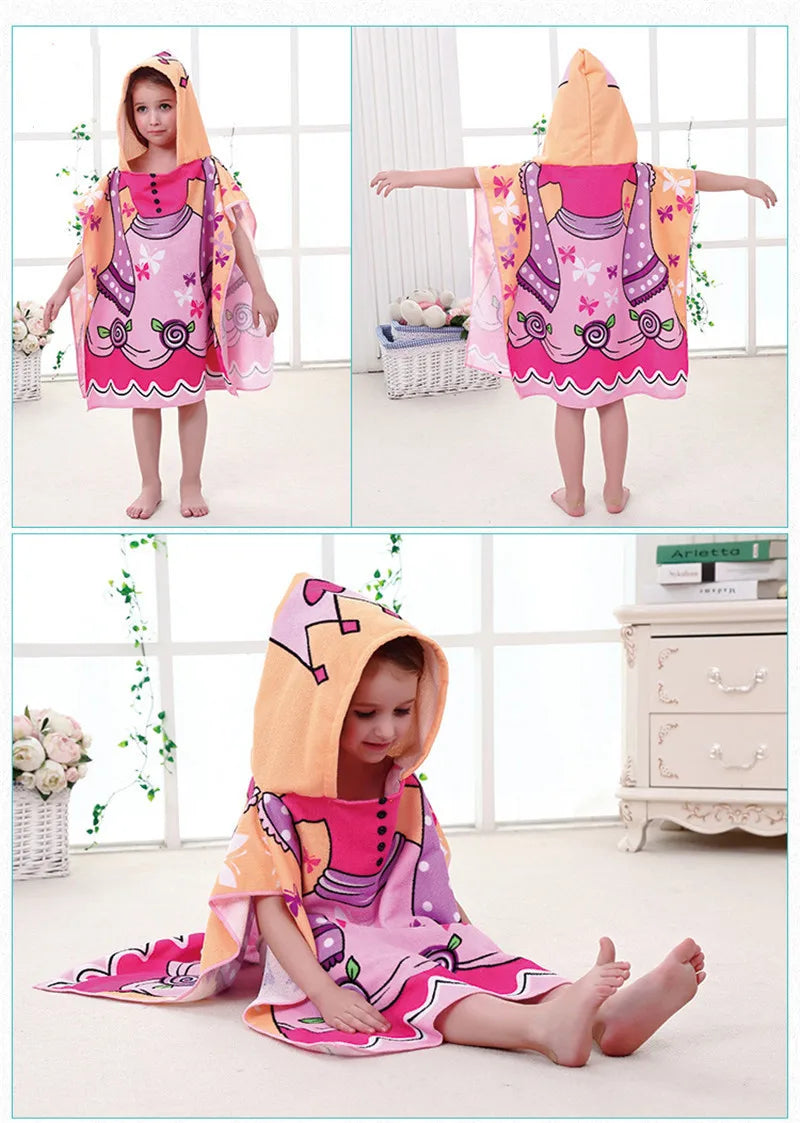 Newborn Baby Bath Towel Cute Cartoon Children Hooded Cloak Beach Towel Infant Wrap Blanket Animal Toddler Boy Girl Kid Swim Robe