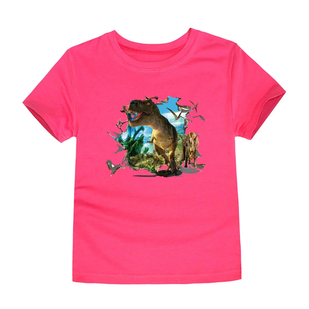 Child Boy Summer T Shirt Cotton Red Car Dinosaur Anime T-Shirt for Children Baby Clothes Boys Kid Tees Cartoon Toddler Top 2-12Y