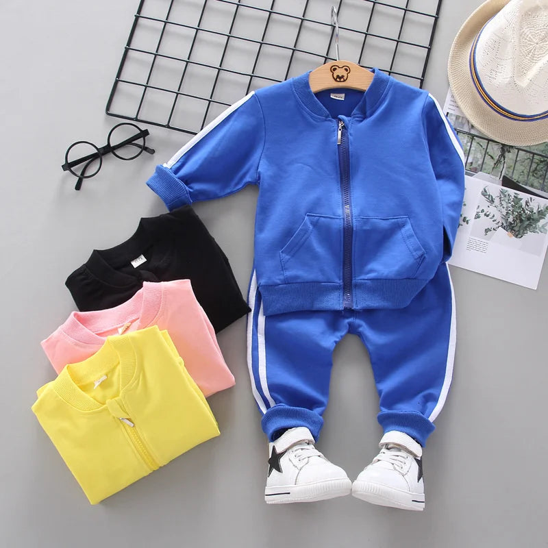 Fashion Children Clothing Spring Autumn Baby Girl Clothes Set Boys Cotton Jacket Pants 2 Pieces Toddler Costume Kids Tracksuits