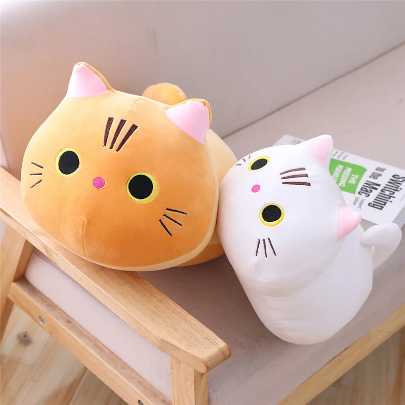 25/100cm Cute Soft Cat Plush Pillow Sofa Cushion Kawaii Plush Toy Stuffed Cartoon Animal Doll for Kids Baby Girls Lovely Gift