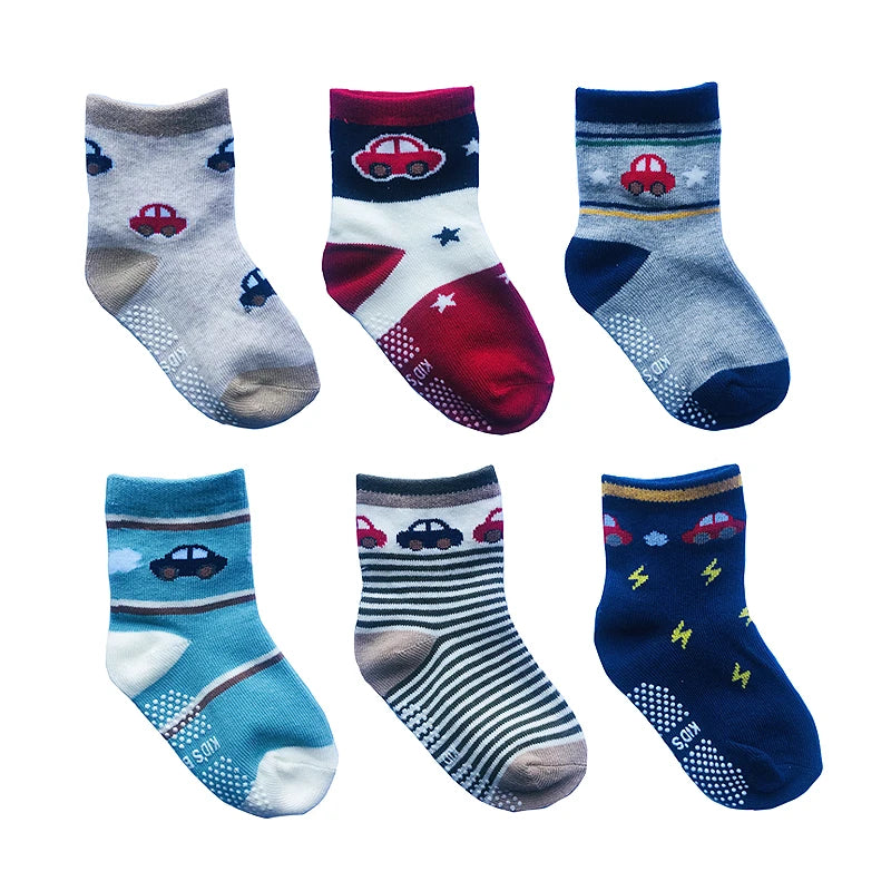 6 Pairs/lot 0 to 5 Yrs Four Seasons Sock For Boys Girl Toddlers Infants Non Skid Floor Socks Cotton Unisex Children's White Sock