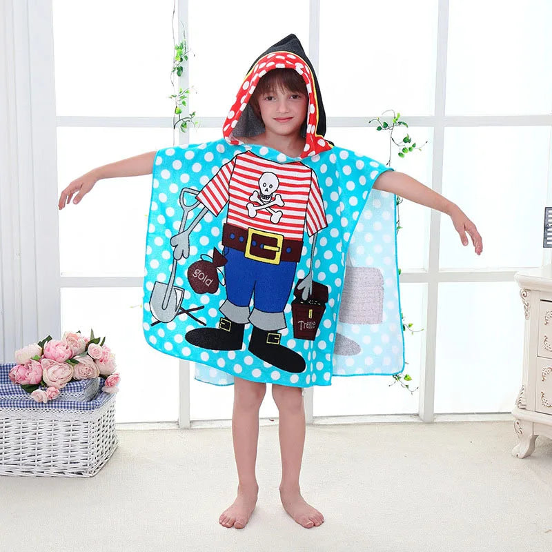 Children Cartoon Baby Hooded Cloak Beach Towel Boys Girls Kids Swimming Bath Towel Microfiber Terry Infant Bathing Wrap Bathrobe