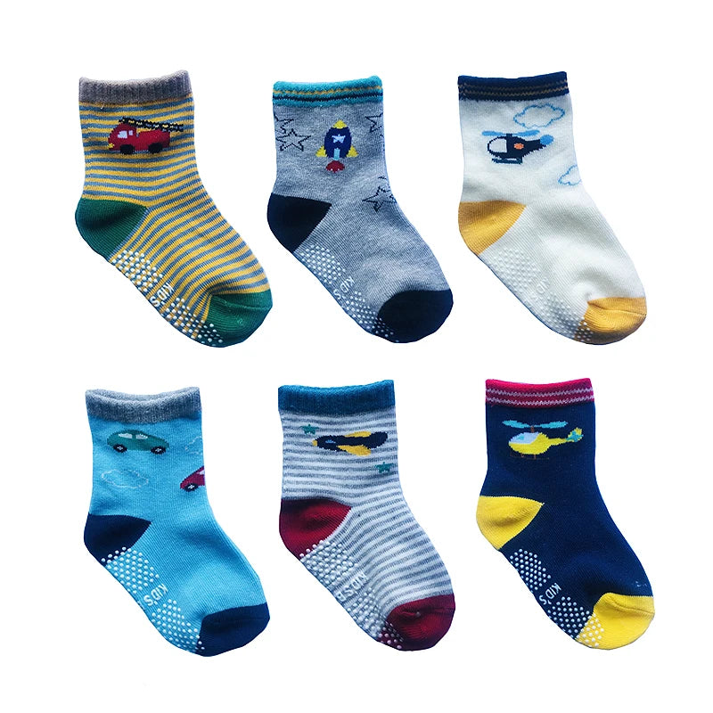 6 Pairs/lot 0 to 5 Yrs Four Seasons Sock For Boys Girl Toddlers Infants Non Skid Floor Socks Cotton Unisex Children's White Sock