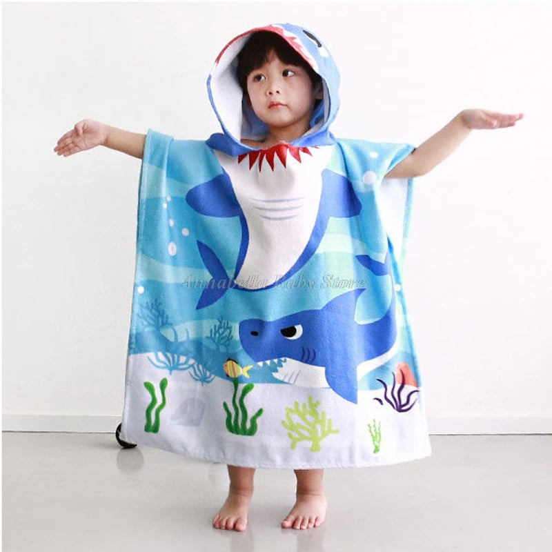 Newborn Baby Bath Towel Cute Cartoon Children Hooded Cloak Beach Towel Infant Wrap Blanket Animal Toddler Boy Girl Kid Swim Robe