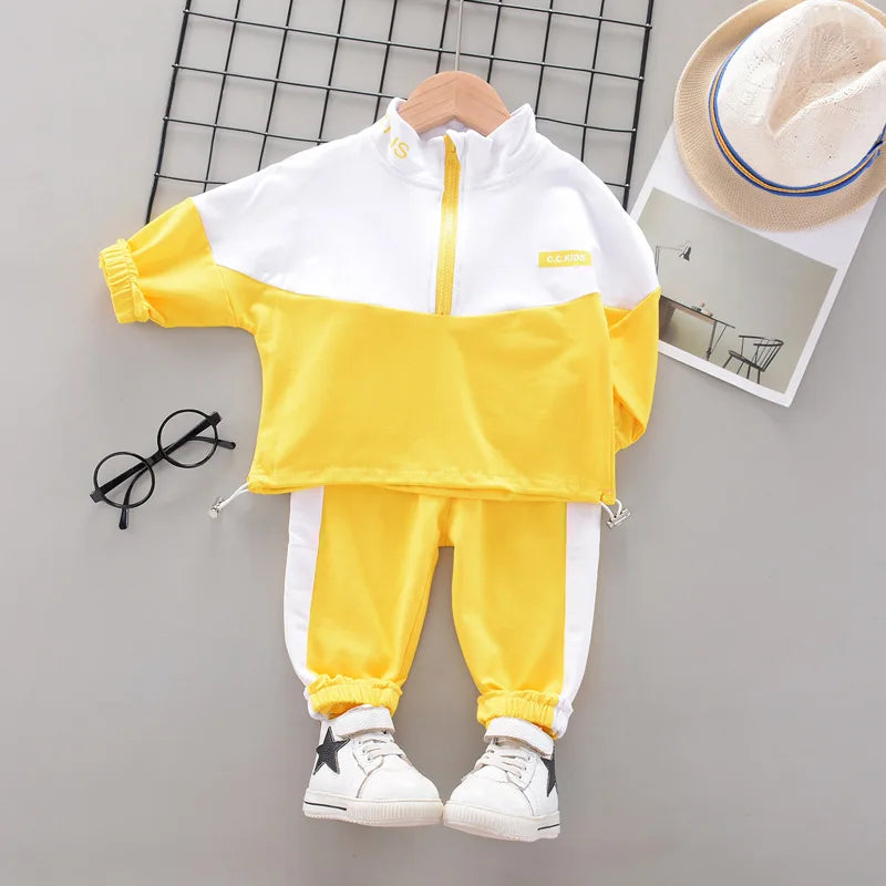 Fashion Children Clothing Spring Autumn Baby Girl Clothes Boys Solid Jacket Pants 2Pcs/Set Toddler Cotton Costume Kids Tracksuit