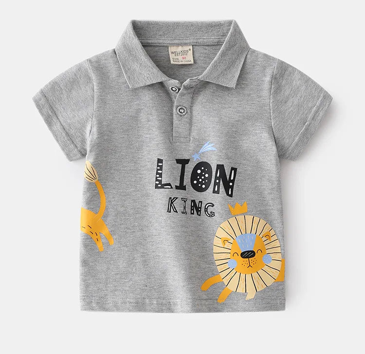 Summer Cute Cartton Polo T-shirts For Boys Cotton Quality Breathable Fabric Kids Tops Tees Shirt Children's Clothes