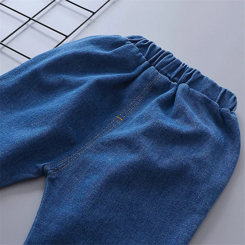Infant Sports Jeans Spring Autumn Baby Clothes Fashion Children Cotton Pants One Piece Toddler Casual Costume Kids Sportswear
