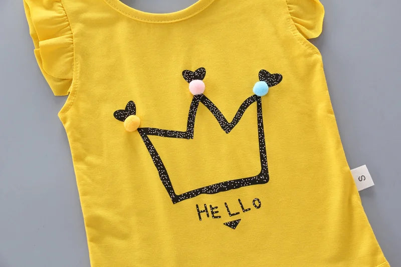 New Fashion Summer Baby Clothes Suit Children Girls Cartoon Casual Vest Shorts 2Pcs/Sets Toddler Sport Clothing Kids Tracksuits