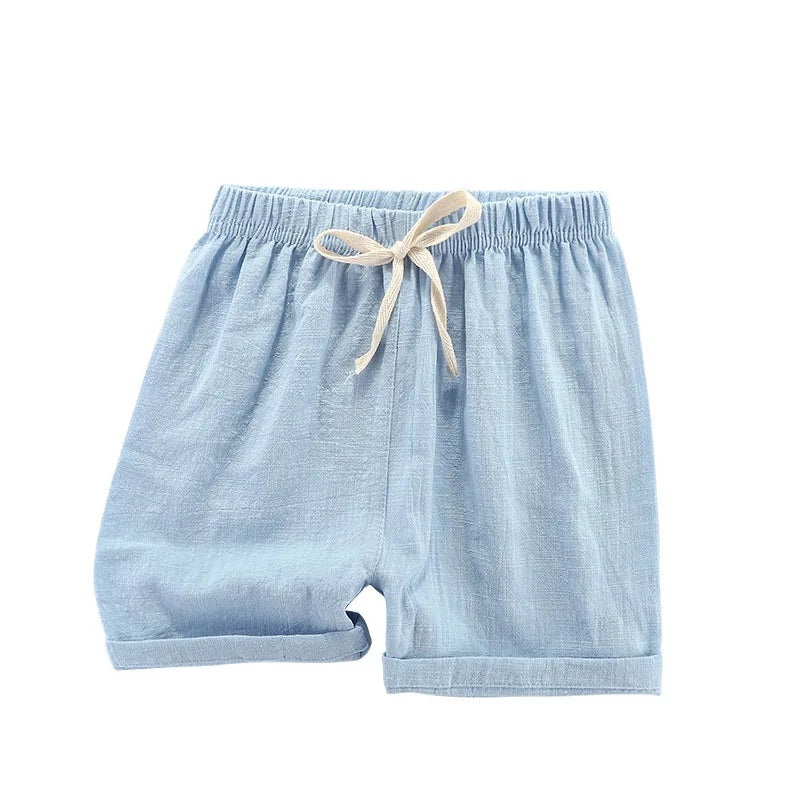 2-12Y Boys Girls Shorts Cotton Summer Kids Sport Shorts Korean Loose Casual Candy Blue Red Black Khaki Beach Shorts Linen Short