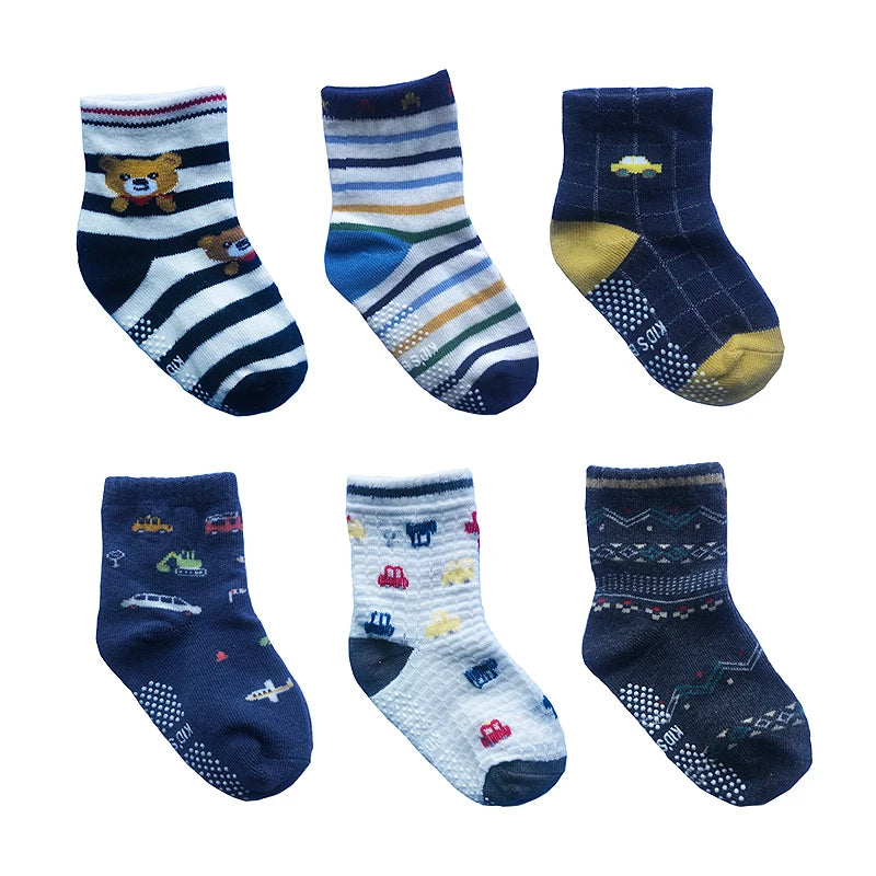 6 Pairs/lot 0 to 5 Yrs Four Seasons Sock For Boys Girl Toddlers Infants Non Skid Floor Socks Cotton Unisex Children's White Sock
