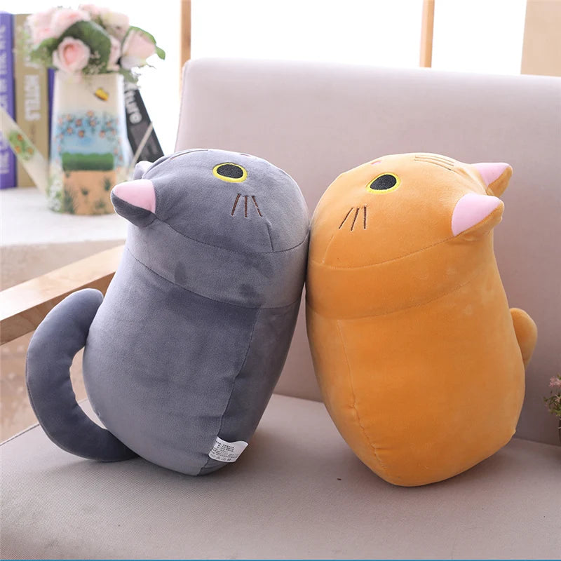 25/100cm Cute Soft Cat Plush Pillow Sofa Cushion Kawaii Plush Toy Stuffed Cartoon Animal Doll for Kids Baby Girls Lovely Gift