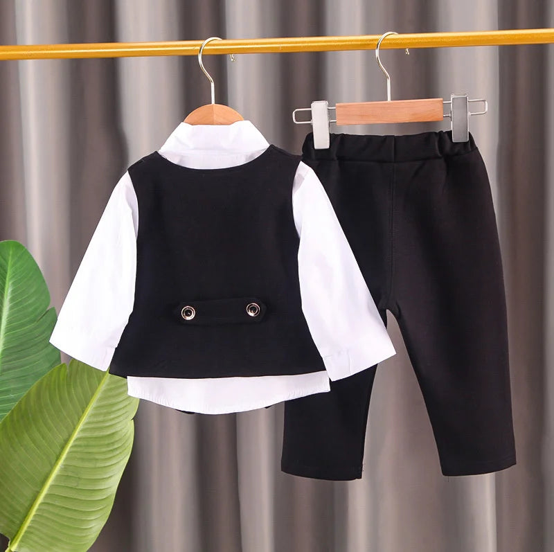 New Spring Autumn Baby Clothes Suit Children Boys Vest Shirt Pants 3Pcs/Sets Toddler Fashion Casual Costume Kids Formal Clothing