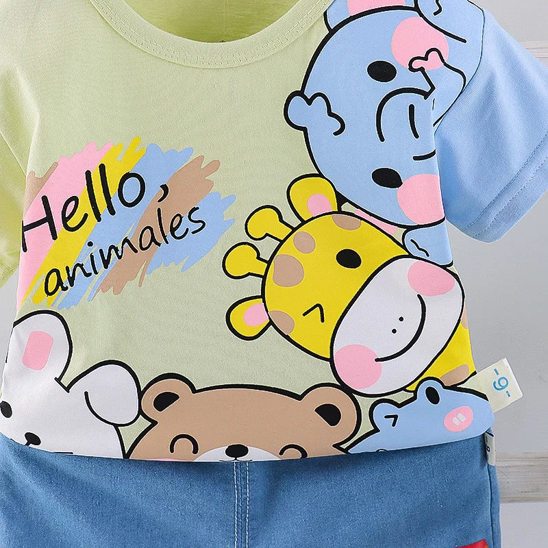 New Summer Baby Girl Clothes Suit Children Boys Cartoon T-Shirt Shorts 2Pcs/Sets Toddler Sports Costume Outfits Kids Tracksuits