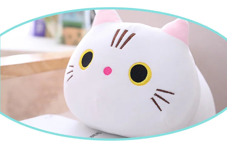 25/100cm Cute Soft Cat Plush Pillow Sofa Cushion Kawaii Plush Toy Stuffed Cartoon Animal Doll for Kids Baby Girls Lovely Gift