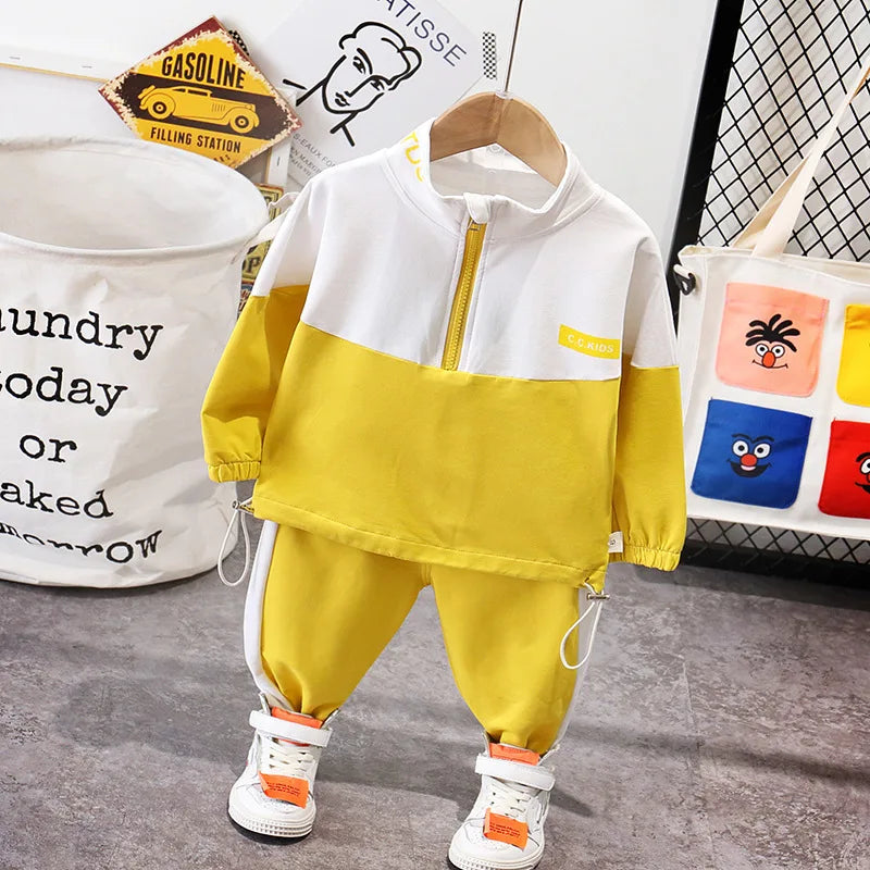 Fashion Children Clothing Spring Autumn Baby Girl Clothes Boys Solid Jacket Pants 2Pcs/Set Toddler Cotton Costume Kids Tracksuit