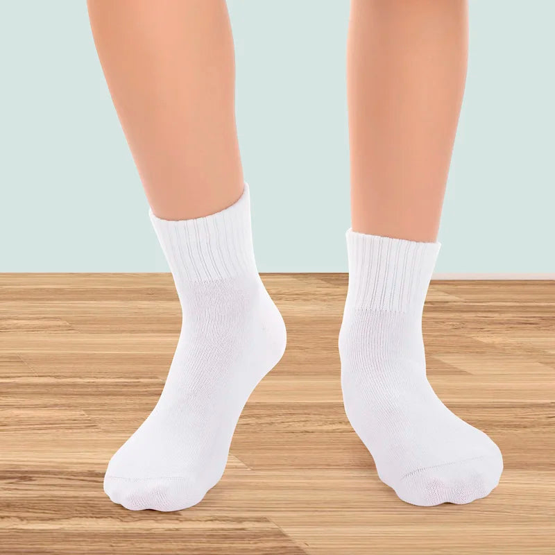 MIPP brand student antibacterial mid tube socks, all cotton anti odor pure white, sports school children, boys and girls