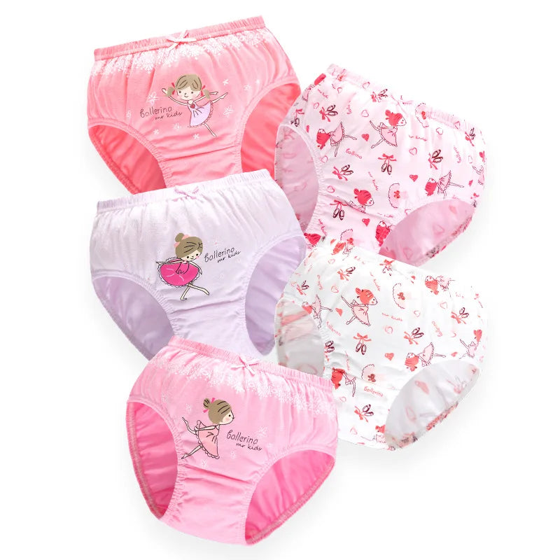 4Pcs/Set Little Girls' Cotton Panties Baby Toddler Soft Underwear softness Cute Pattern Kids Briefs Multipack
