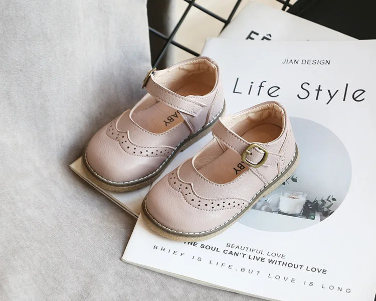 New Grils Leather Shoes Casual Girls Autumn Winter Kids Pu Show White Shoes Children's  Black Pink size 21-30 Flats