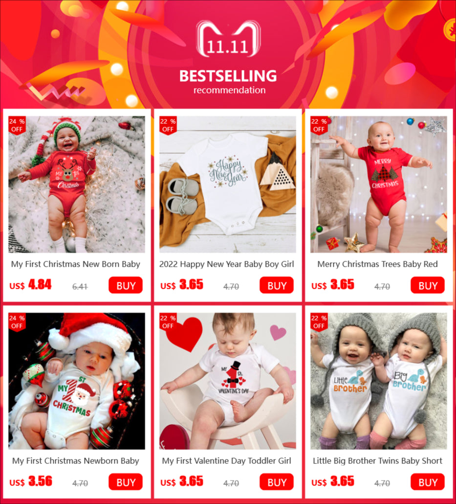 My First Christmas New Born Baby Bodysuits Clothes Ropa Toddler Girl Red Long Short Romper Jumpsuit Outfit Christmas Gifts