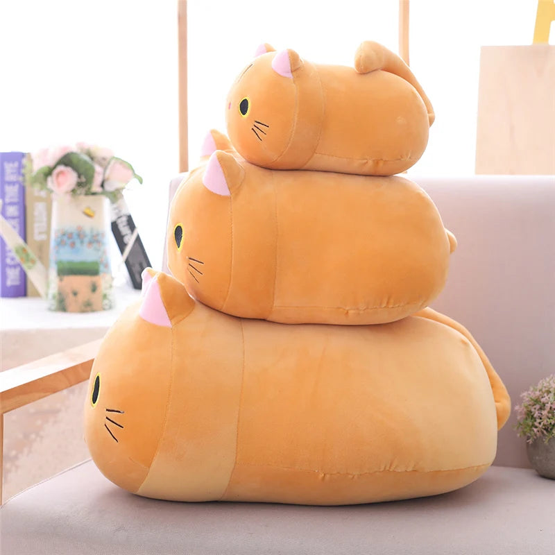 25/100cm Cute Soft Cat Plush Pillow Sofa Cushion Kawaii Plush Toy Stuffed Cartoon Animal Doll for Kids Baby Girls Lovely Gift