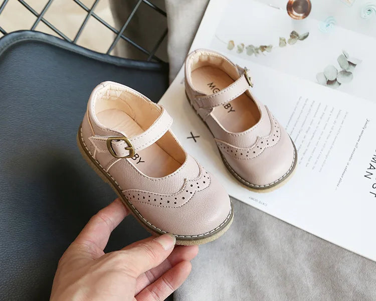 New Grils Leather Shoes Casual Girls Autumn Winter Kids Pu Show White Shoes Children's  Black Pink size 21-30 Flats