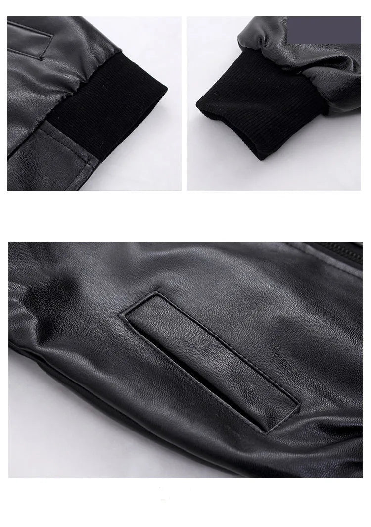 Boys Coats Autumn Winter Fashion Children's Plus Velvet / No Velvet Two styles Warming Cotton PU Leather Jacket For 1-11Y Kids