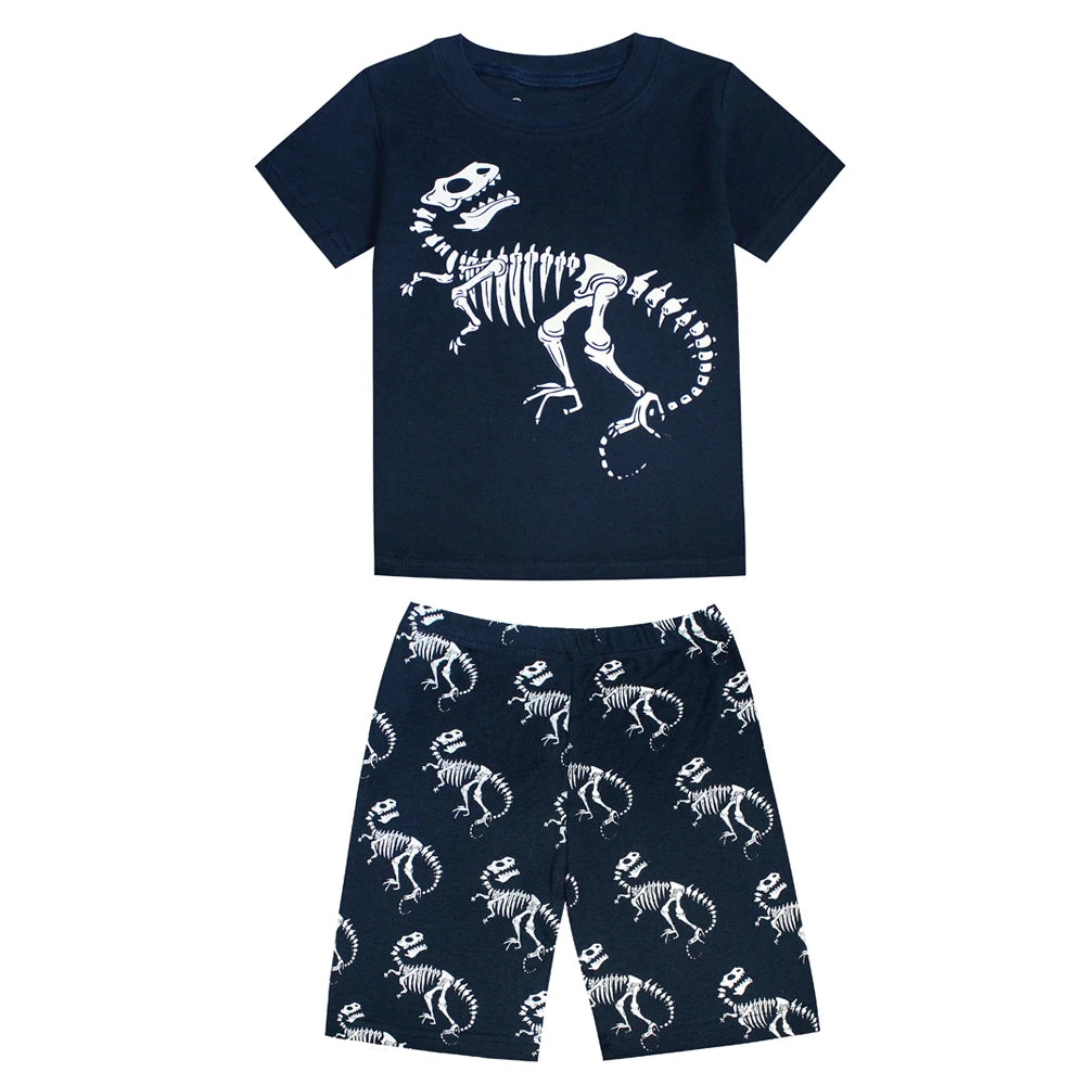 2 3 4 5 6 7 8 Yrs Boys Pajamas for Kids Children Sleepwear Short Sleeve Sleep Clothes Tops Pajama Shorts Clothing Set Boy Pijama