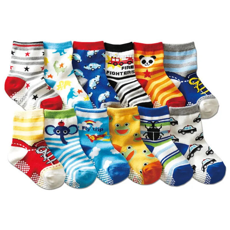 6 Pairs/lot 0 to 5 Yrs Four Seasons Sock For Boys Girl Toddlers Infants Non Skid Floor Socks Cotton Unisex Children's White Sock
