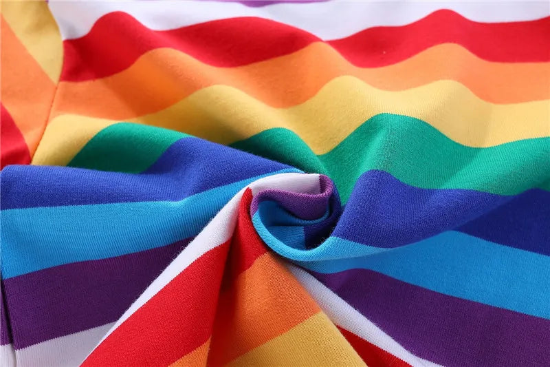 Mudkingdom Boys Girls T-Shirt Colorful Rainbow Unisex Shirt Striped Summer Boys Tops Kids Clothes Girls Tees Children Tank Tops