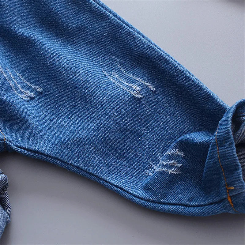 Infant Sports Jeans Spring Autumn Baby Clothes Fashion Children Cotton Pants One Piece Toddler Casual Costume Kids Sportswear