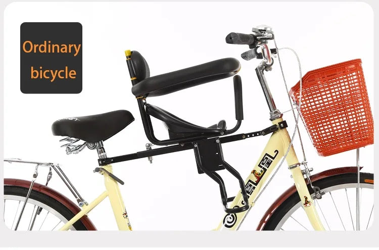 PANGDUBE Universal Front Bike Child Seat Adjustable Baby Bicycle Carrier with Safety Belt Foldable Kids Cycle Seat for Mountain