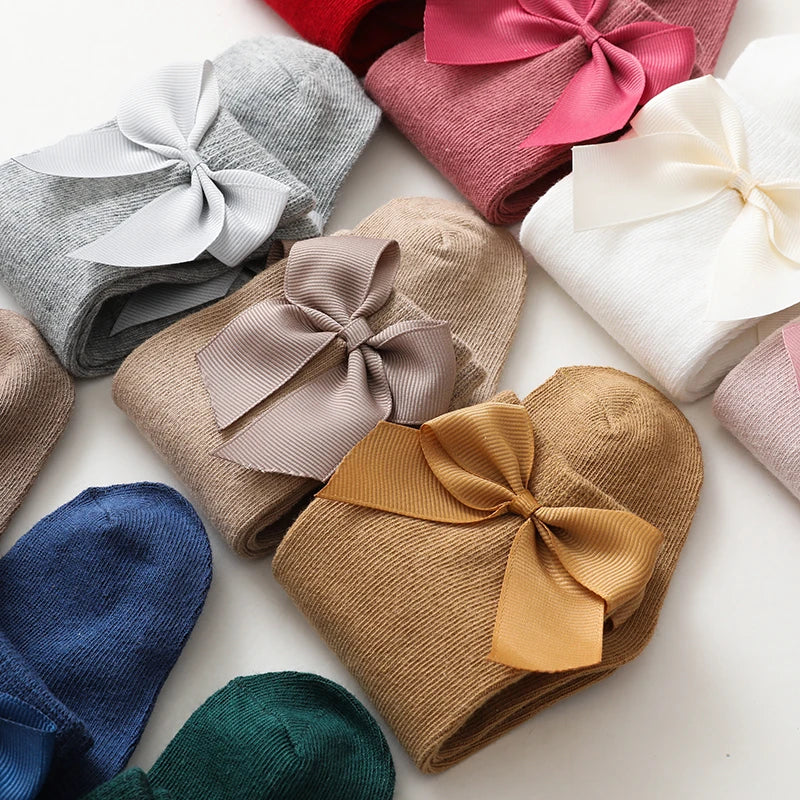 3Pairs/Lot Baby Toddlers Socks Autumn Spring Children Kids Girls Knee High Long Sock Cotton Big Bow Spanish Style Princess Socks