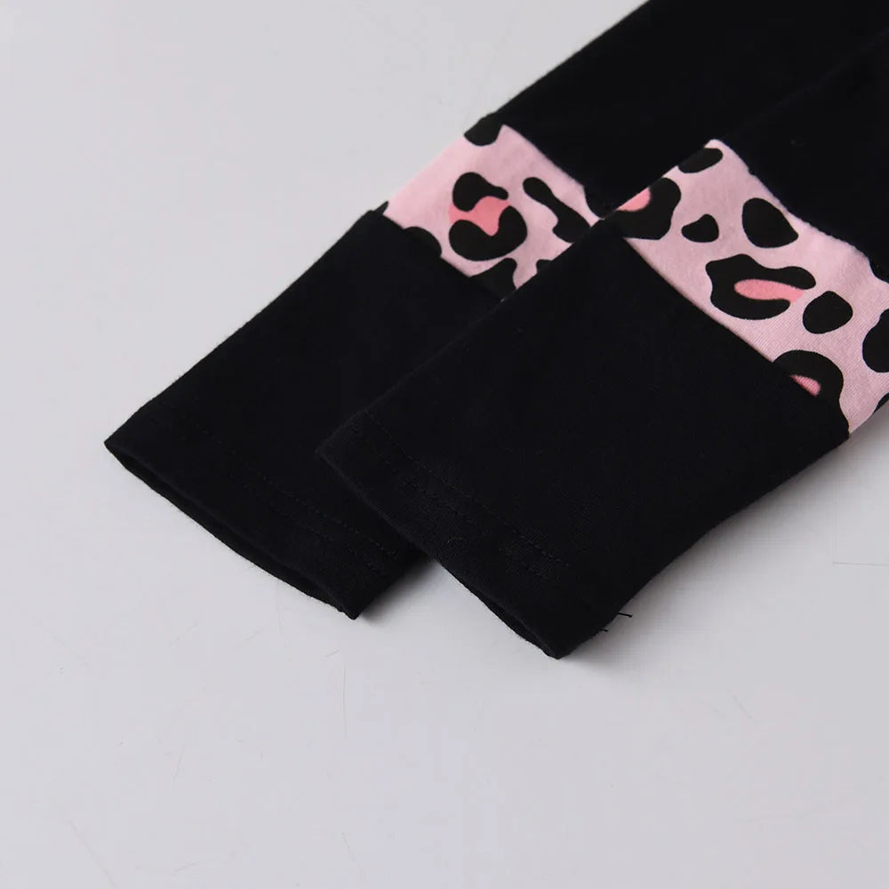 DXTON Family Matching Cotton Clothes Spring Mother and Kids Dress Women Leopard Print Kids Long Sleeve Casual Family Matching