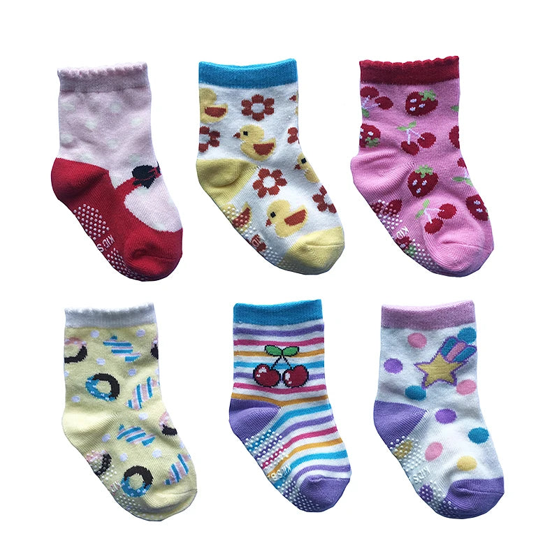 6 Pairs/lot 0 to 5 Yrs Four Seasons Sock For Boys Girl Toddlers Infants Non Skid Floor Socks Cotton Unisex Children's White Sock