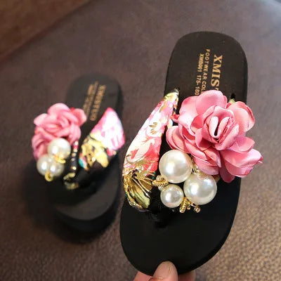 Summer New Non-slip Children's Flip-flops Girls Fashion Beach Shoes Pinch Sandals Female Flowers Slippers Women Wear